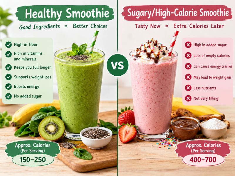 Healthy smoothie ingredients including berries spinach Greek yogurt chia seeds and oats
