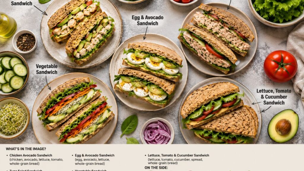 healthy sandwich recipes for lunch with fresh vegetables