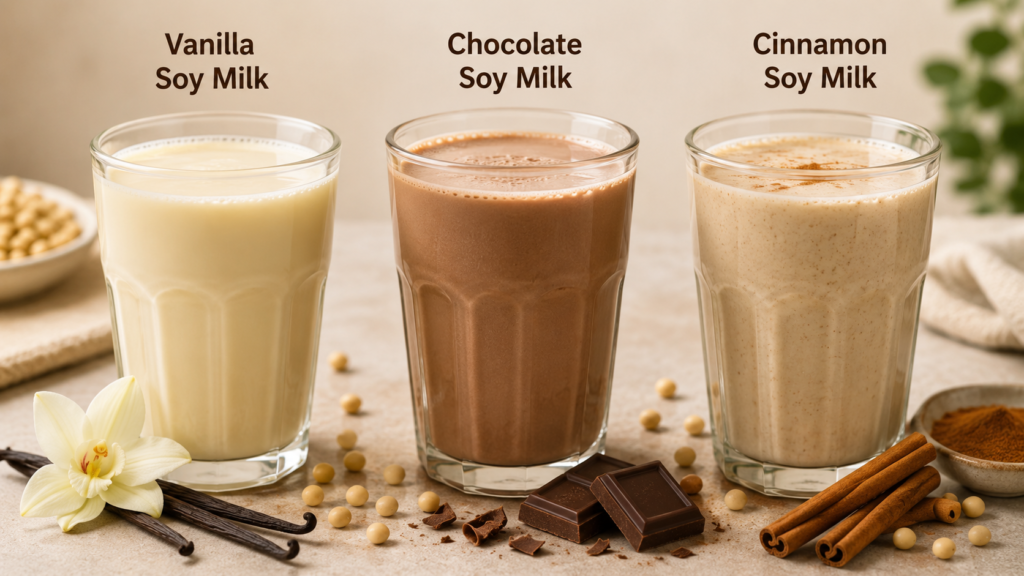 Soy milk poured over breakfast cereal