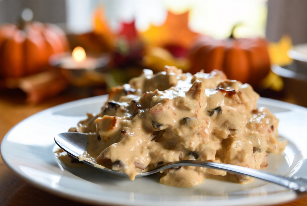 Homemade sweet potato casserole in baking dish