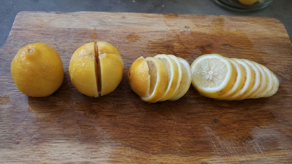 Preparing preserved lemons before cooking