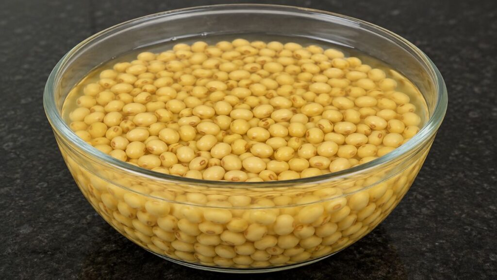 Blending soaked soybeans with fresh water