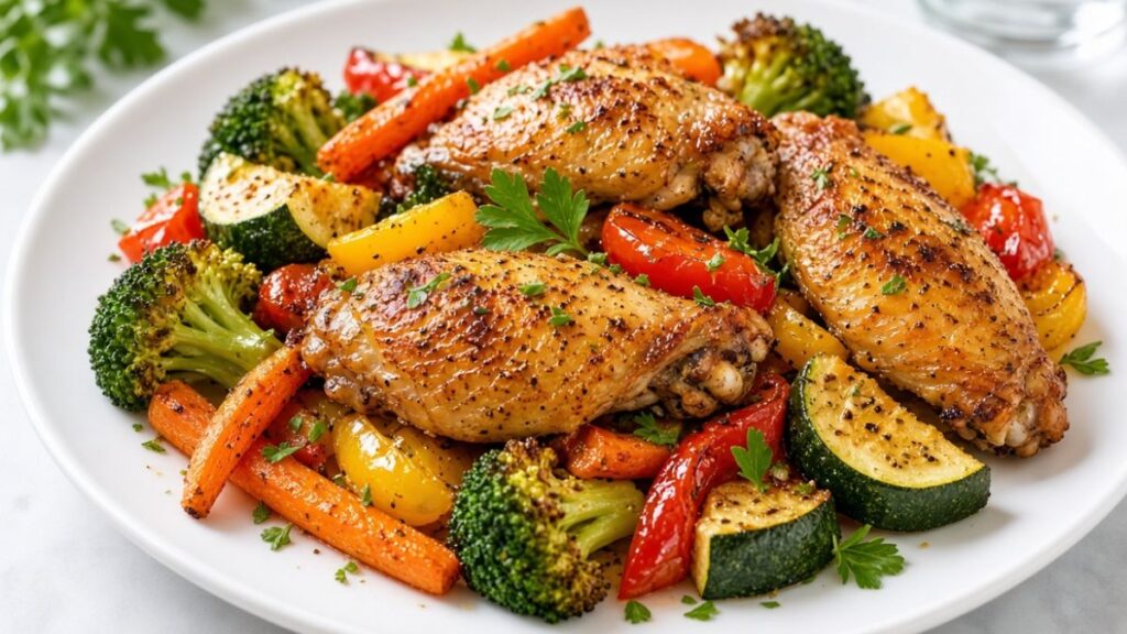 healthy chicken wings with vegetables