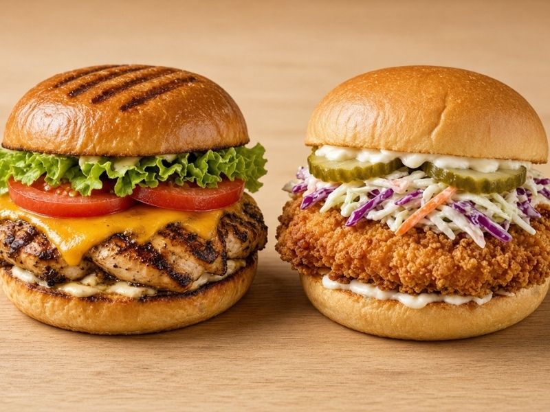 grilled and fried chicken sandwich comparison
