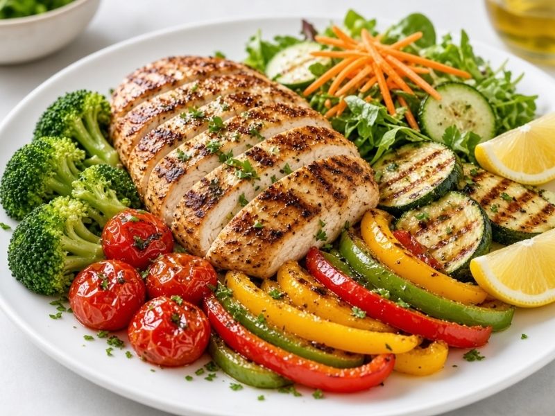 grilled chicken with vegetables