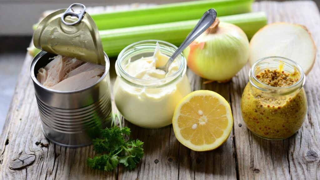 Fresh ingredients for homemade chicken salad