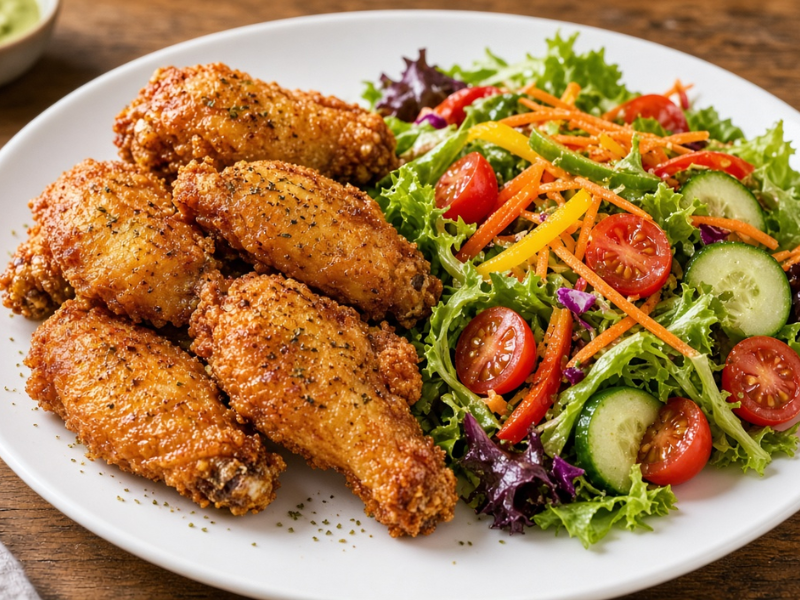 chicken wings with healthy sides
