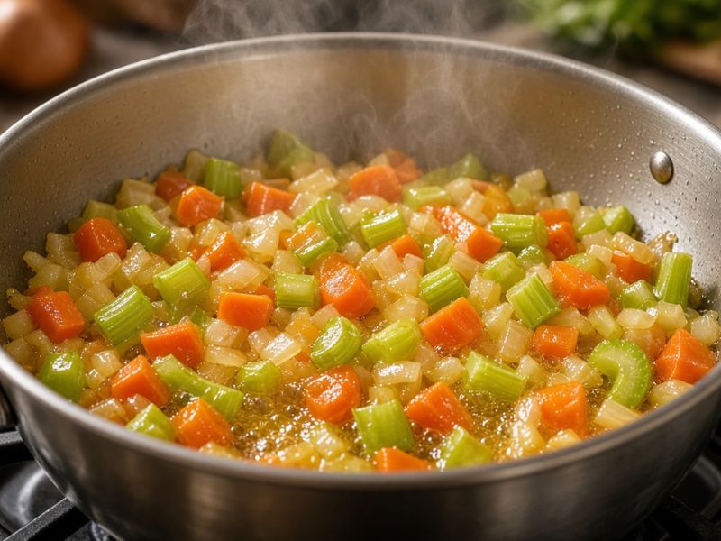 sautéing vegetables for healthy chicken soup