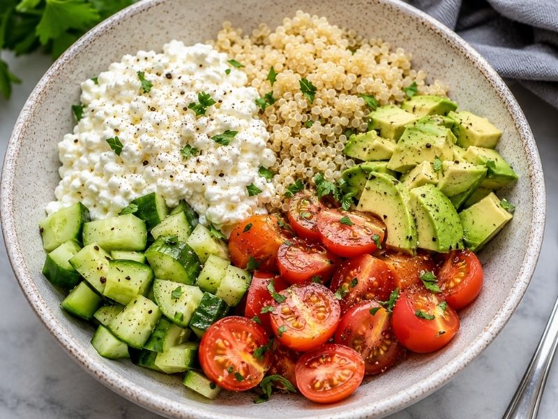 Savory cottage cheese breakfast bowl