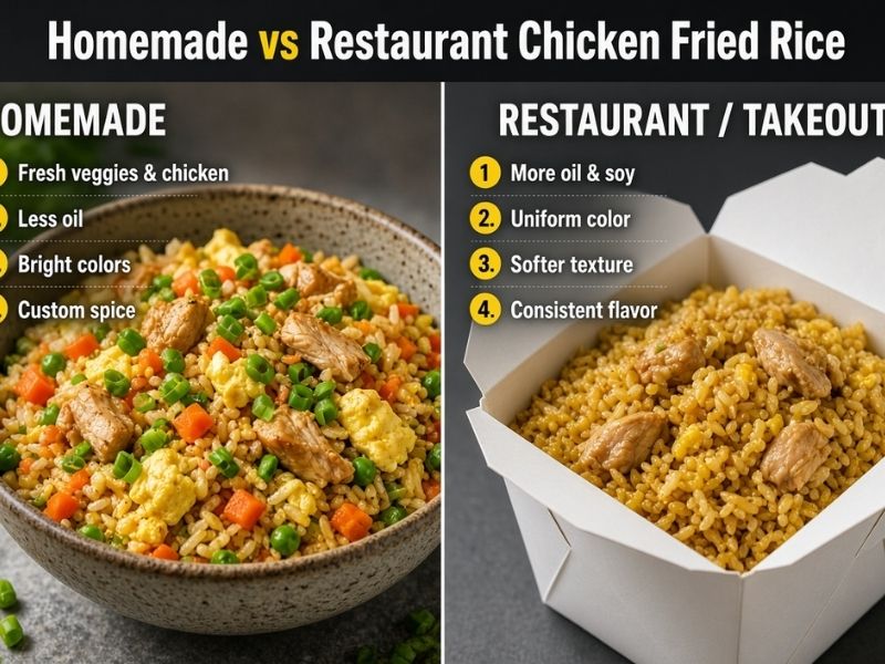 homemade chicken fried rice compared with takeout