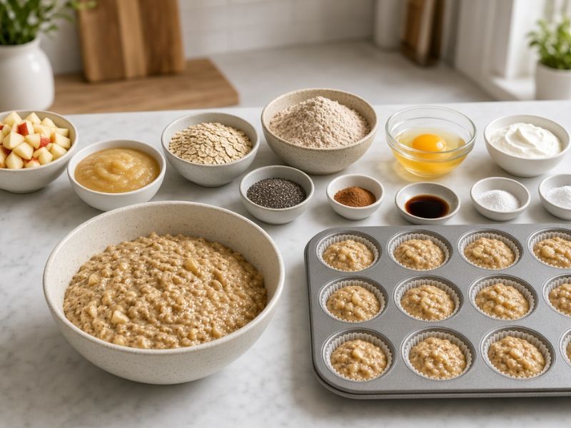 Apple cinnamon high fiber muffins with oats