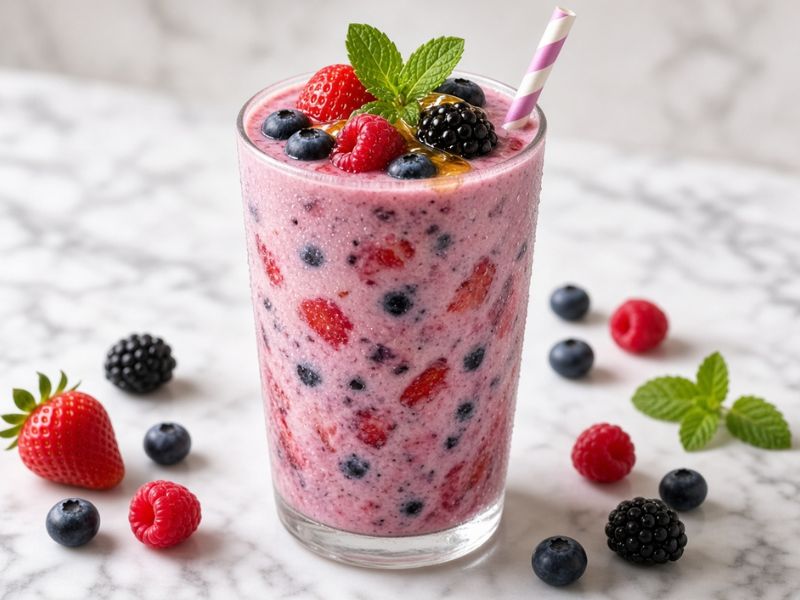 Berry Greek yogurt protein shake
