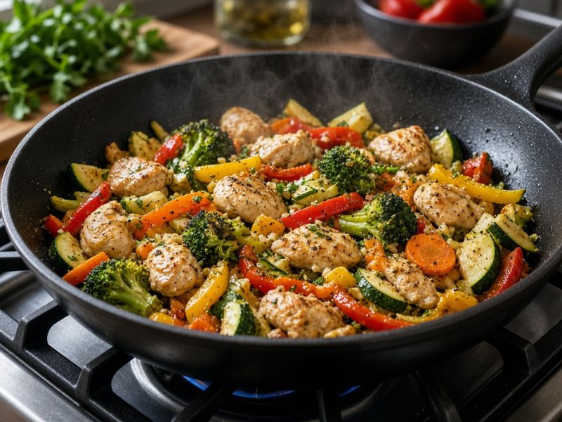 roasted chicken with sweet potatoes and broccoli
