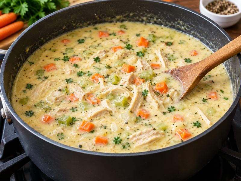 Creamy chicken dish with lean chicken and vegetables