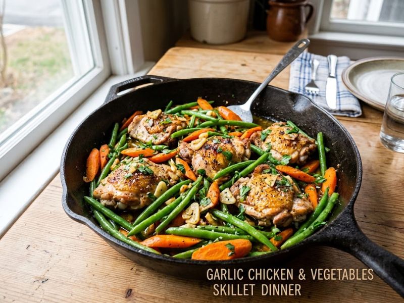 garlic chicken with green beans and carrots