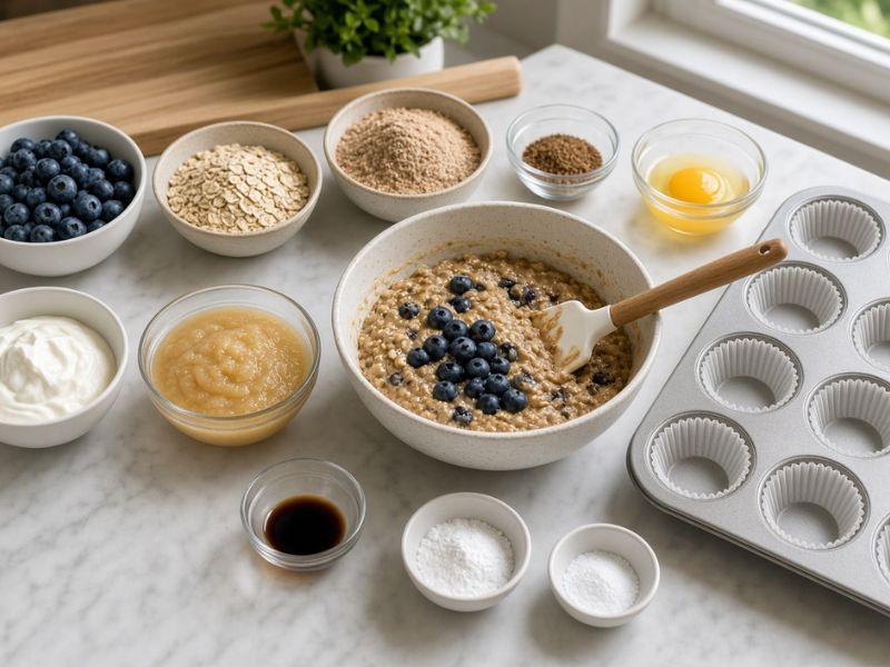 High Fiber Muffin Recipes with blueberries, oats, and whole wheat flour