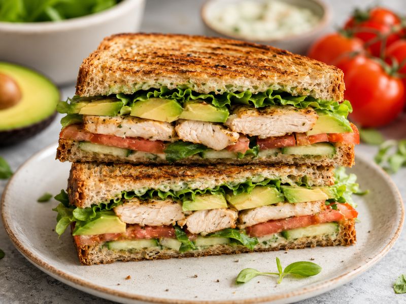 grilled chicken and avocado sandwich for lunch