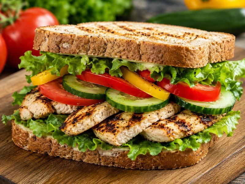 grilled chicken and vegetable sandwich