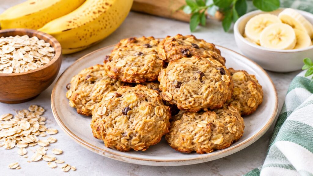 Healthy breakfast cookies with oats and banana