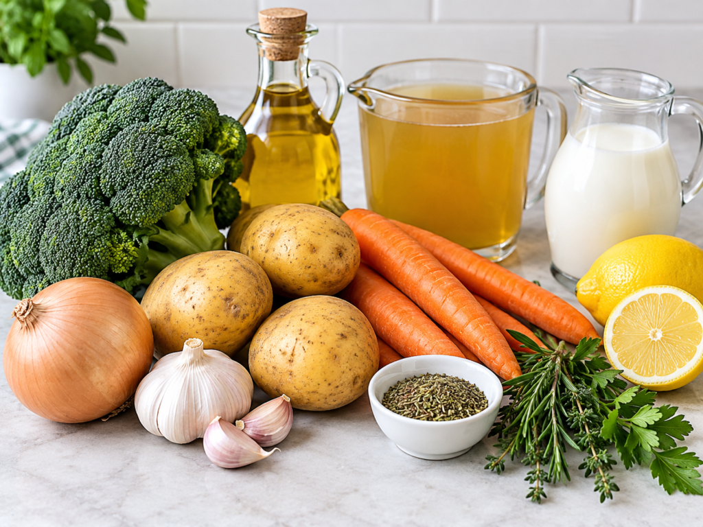Chopped broccoli and vegetables prepared for cooking