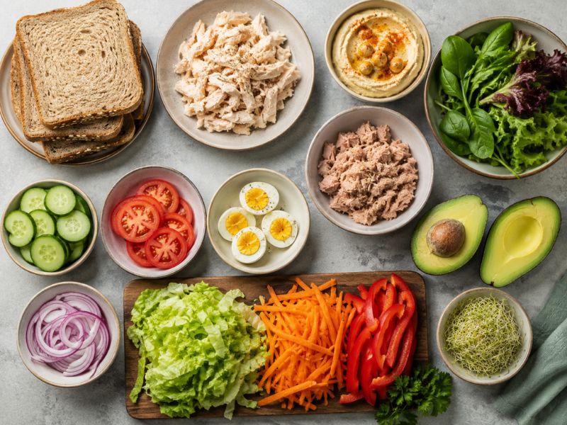 healthy ingredients for nutritious sandwich recipes