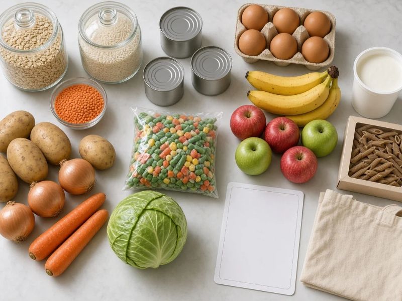 budget grocery shopping with affordable healthy foods and meal planning