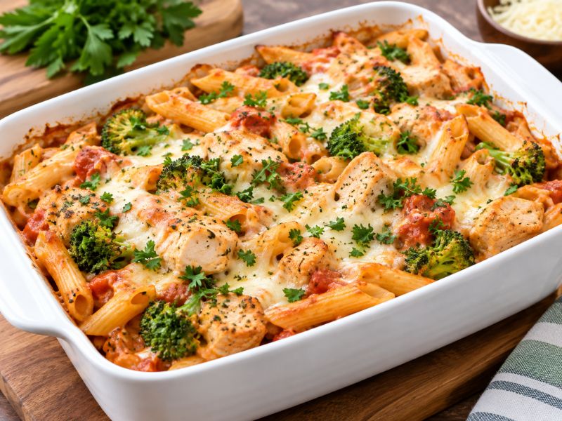Fresh vegetables prepared for baked pasta
