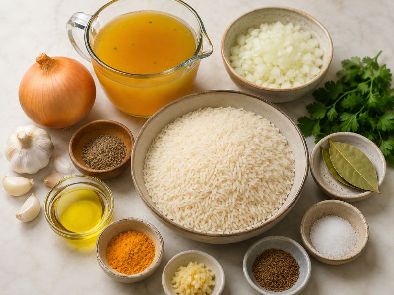 ingredients for homemade yellow rice recipe