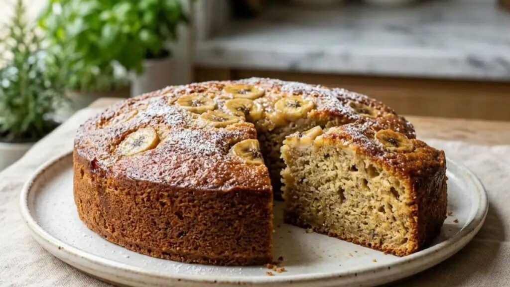 Healthy banana cake recipe with ripe bananas and whole wheat flour