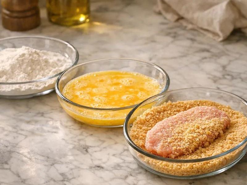 Seasoned chicken pieces prepared for a chicken cutlet recipe